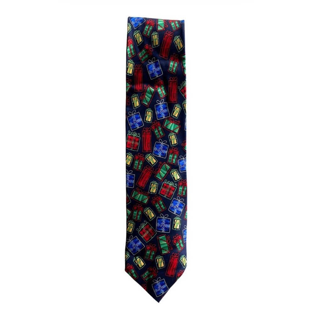 Vintage Christmas Holiday Neck Tie with Musical Button - Gift / Present Print